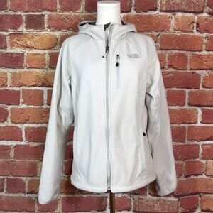 The North Face Jacket Women's L Windwall Moonlight Ivory Fleece Zip Pockets Hood